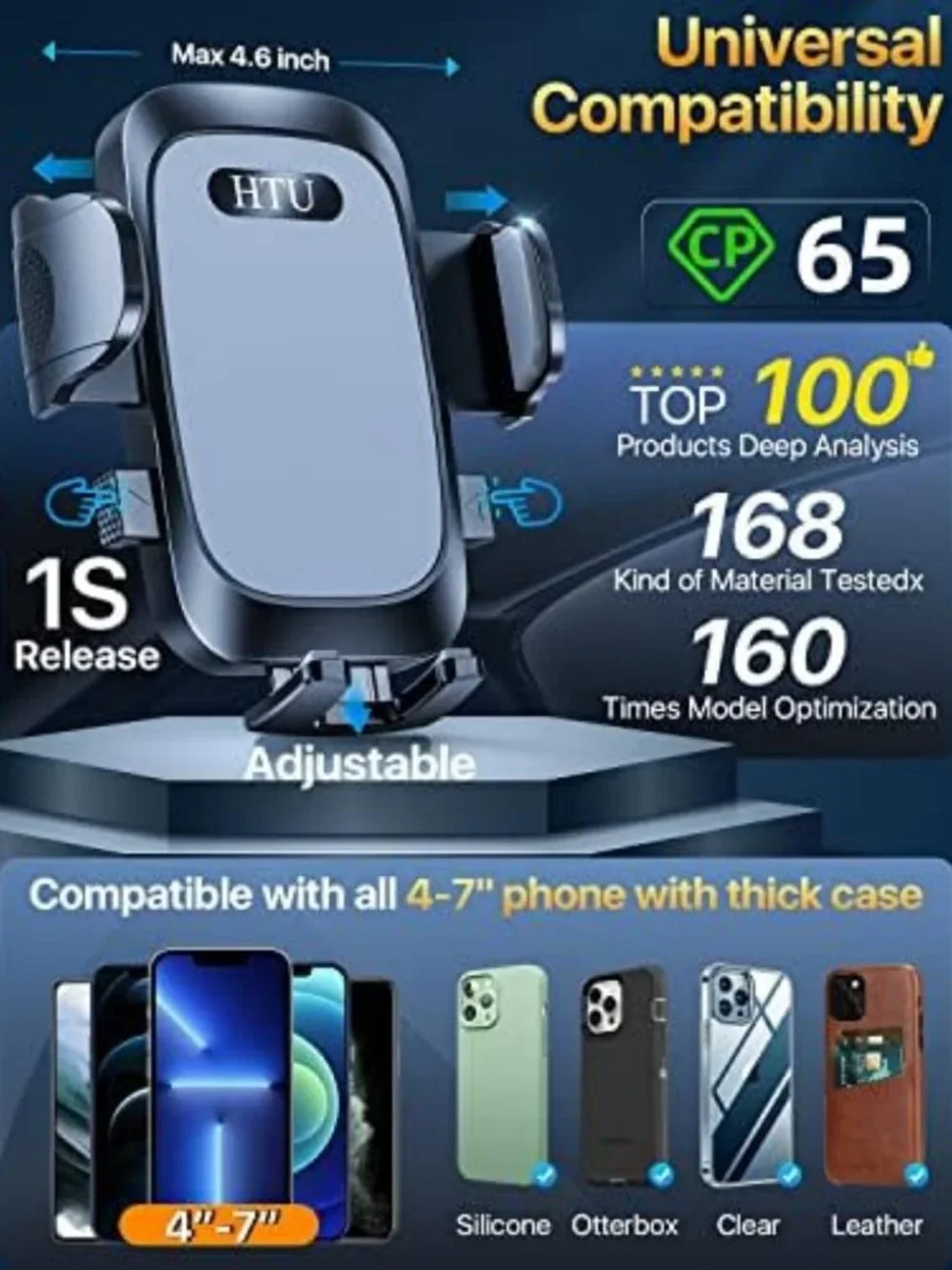 Strong Suction Car Phone Mount - Military-Grade Dashboard Holder for iPhone